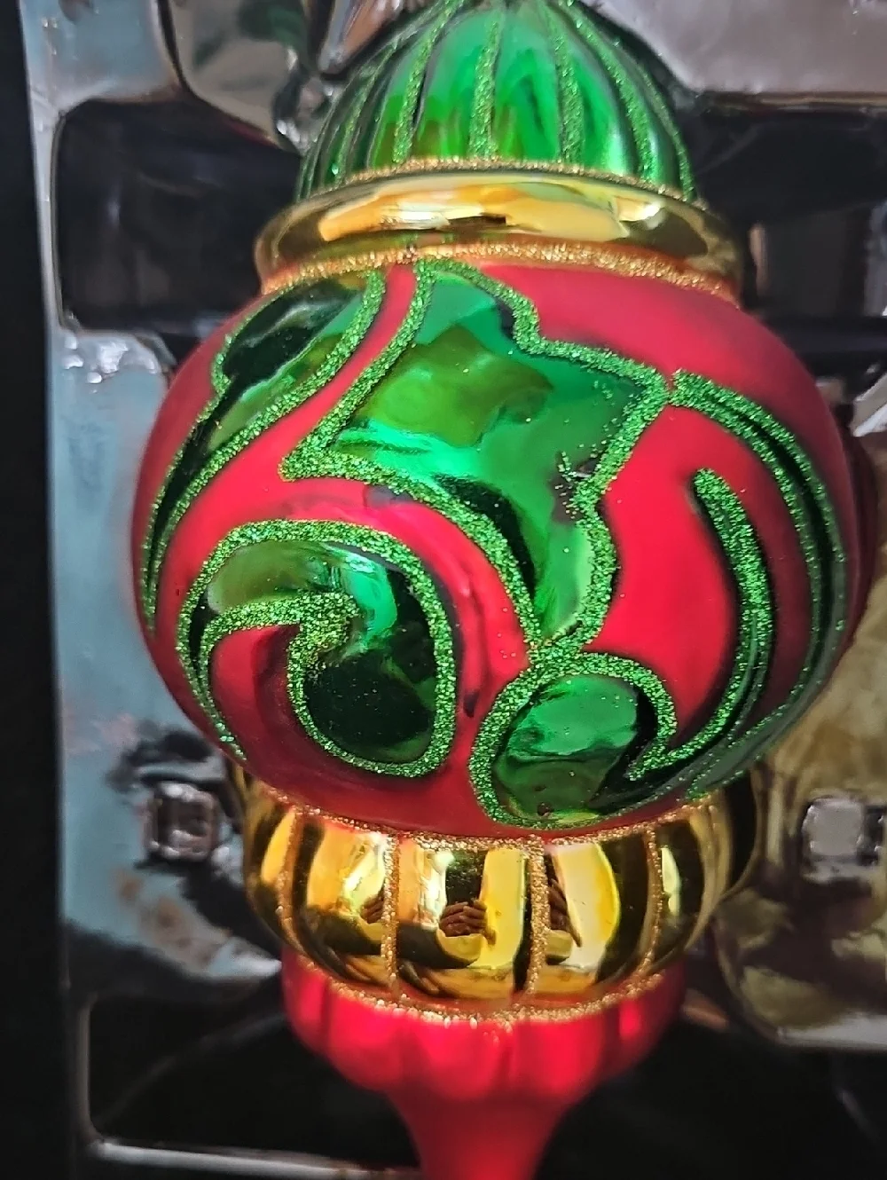Jim Shore Red, Green & Gold Decorative Holiday Finial Ornament